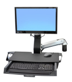 ERGOTRON StyleView® Sit-Stand Combo Arm s prac. plochou,nástěnný držák do lišty LCD, klávesnice+ myš,sklopný,černý