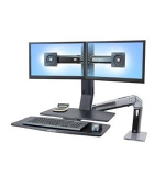 ERGOTRON WorkFit-A II, Dual, 5" Lift Engine and Worksurface, Polished Aluminum,stol,drž. 2x mon.,kláv.deska