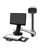 ERGOTRON StyleView® Sit-Stand Combo System, Small CPU Holder (aluminum), držák na zeď, monitor/pc/myš/klávesnice/skener