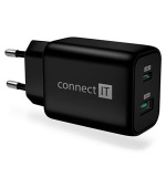 CONNECT IT Wanderer2 GaN nabíjecí adaptér 1×USB-C + 1xUSB-A, 33W PD, ČERNÝ