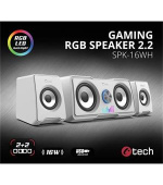 C-TECH reproduktory SPK-16, 2.2, 16W,  RGB podsvícení, 3,5mm jack, USB napájení, bílé