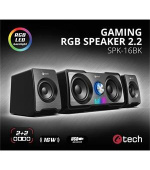 C-TECH reproduktory SPK-16, 2.2, 16W,  RGB podsvícení, 3,5mm jack, USB napájení, černé