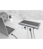 Digitus Dokovací stanice USB-C (10 portů) + klávesnice (GER), HDMI, VGA, 3x USB 3.0, 2x čtečka karet, 2x USB-C, RJ45, zvuk