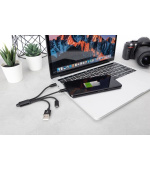 DIGITUS Nabíjecí kabel USB 3 v 1 - USB A - Lightning + micro B + typ C M/ M/M/M 0,15 m, bavlna, CE, zlatá, bl