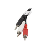LANBERG Minijack 3.5mm (M) 3 PIN na 2x RCA (CINCH) (M) kabel 2m