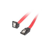 LANBERG SATA III datový kabel (6GB/S) F / F 50cm úhlový / rovný, kovová západka, červený