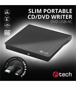 C-TECH Externí DVD vypalovačka DVD-USB-AC, USB 3.0, USB A/Type C