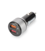 Digitus USB nabíječka do auta, rychlé nabíjení 3.0, 2 vstupní porty 12-24V, výstupy: 3-6.5V/3A, 5V/2.4A