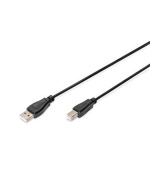 Digitus USB kabel A/samec na B/samec, 2x stíněný, černý, 1,8m