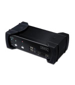 DIGITUS Přepínač KVM, DVI, USB 2-port, 1 uživatel, vč. 4 kabelové sady, 1,8 m, audio