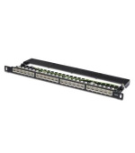Digitus CAT 6 Patch Panel, stíněný, 24 portů RJ45 s uzávěrem, 8P8C, LSA, 0,5U, 19 "montáž do stojanu, bl