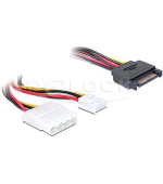 Delock napájecí adaptér SATA samec 15 pin > 4 pin Molex + 3,5 floppy