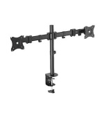 Digitus VESA dvojitý svorkový stolní stojan, 90o otočný, 30o sklopný, otočný 360o, 15"-27" TFT, 100x100, 16Kg, černý