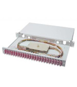 Digitus Fiber Optic Sliding Splice Box, 1U, Equipped 24x SC duplex, incl. M 25 Screw, Splice Cassette OM4 Color Pigtails, Adapter