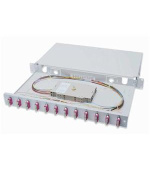 Digitus Fiber Optic Sliding Splice Box, 1U, Equipped 12x SC duplex, incl. M 25 Screw, Splice Cassette Color Pigtails OM4, Adapter