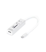 DIGITUS USB 2.0 Type-C s ctečka karet 3x USB 2.0. 1x SD, 1x MicroSD Port, Hliník
