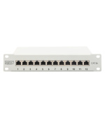 DIGITUS CAT 6A Patch Panel, stíněný, 12-portové pole se štítkem, 1U, 10 "montáž do stojanu, šedá RAL 7035