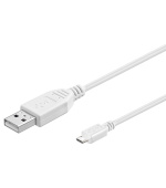 PremiumCord Kabel micro USB 2.0, A-B 1m, bílá