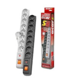 Acar S8 3m kabel, 8 zásuvek, přepěťová ochrana, černá