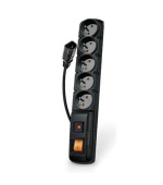 Acar F5 IEC 1.5m kabel, 5 zásuvek, přepěťová ochrana, C14 do UPS, černý
