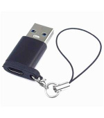 PremiumCord Adaptér USB3.0 A male - USB-C Female, černý s očkem na zavěšení