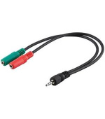 PremiumCord Adaptér 4pólový jack3,5mm pro sluchátka a mikrofon, 30cm