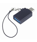 PremiumCord Adaptér USB-C male - USB3.0 A female, OTG, černý s očkem na zavěšení