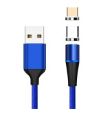 PremiumCord Magnetický micro USB a USB-C nabíjecí a datový kabel 1m, modrý