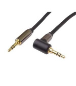 PremiumCord HQ stíněný kabel stereo Jack 3.5mm - Jack 3.5mm zahnutý 90° 5m