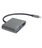 PremiumCord MST adaptér USB-C na HDMI + VGA, rozlišení 4K a FULL HD 1080p