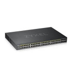 Zyxel GS1920-48HPv2, 50 Port Smart Managed PoE Switch 44x Gigabit Copper PoE and 4x Gigabit dual pers., hybrid mode, standalone