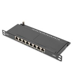 Propojovací panel DIGITUS CAT 6A, stíněný, 8portový, 0,5U, 10 ", černý