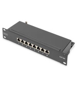 DIGITUS Patch panel CAT 6A, stíněný, 8portový 1U, 10 "montáž do stojanu, černá RAL 9005