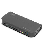 DIGITUS KVM přepínač, 2 porty, 4K60Hz, 2 x DP in, 1 x DP/HDMI out