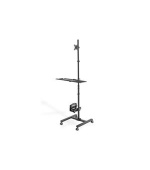 DIGITUS Mobilní pracovní stanice (úchyt na Monitor , PC držák) max. Zatížení 8 kg, max. 32 "obrazovka, černá, VESA: 75 x 100