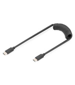 DIGITUS Kabel USB typu C na USB typ C Pružinový TPU USB 2.0, PD60W Max; 1m