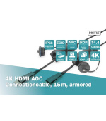 DIGITUS Připojovací kabel 4K HDMI AOC, ochranný kryt pro zástrčky IP 68; 15 m, 4K*2K@60HZ