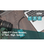DIGITUS Čtečka karet USB-C, 2 porty UHS-II SD4.0, TF4.0, 300 Mb/s