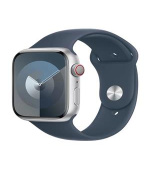 Apple Watch Series 9 Cellular 45mm Stříbrný hliník s bouřkově modrým sportovním řemínkem S/M