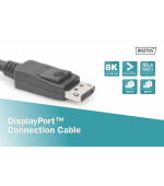 DIGITUS Připojovací kabel DisplayPort, DP M / M, 2,0 m, Ultra HD 8K, verze 1.3 / 1.4, bl