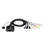 ATEN 2-port 4K USB-C/Displayport Hybrid KVMP, audio, 1.2m kabely