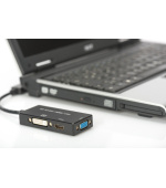 Digitus Mini DisplayPort Kabelový  převodník , mDP - HDMI + DVI + VGA M-F / F / F, 0,2m, multimediální kabel 3 v 1, CE, bl, zlato