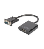 DIGITUS Převodník VGA na HDMI + zvuk (3,5 mm) Full HD (1080p), kabelový typ (15 cm), černý