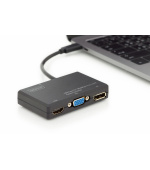 DIGITUS Převodník USB AV 4K Multiport 4v1 0,2 m, vstup: USB typ C, výstup: DP + HDMI + DVI + VGA