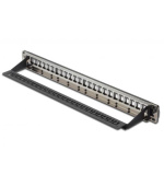 DIGITUS Modulární propojovací panel, stíněný 24 portů, Blank, 1U, Rack Mount, barevná černá průhledná pole štítků
