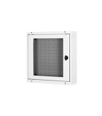 DIGITUS Skříň pro domácí automatizaci na zeď, povrchová montáž 400x400x100 mm, rámy skleněné dveře, šedá (RAL 7035)