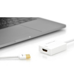 Digitus kabelový adaptér DisplayPort, mini DP samec- HDMI typ A samice, 0,2m, HDMI Ver. 2,0, aktivní, CE, zlato, wh