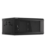 LANBERG Nástěnná jednodílná skříň 19", 4U/600x450, (v rozloženém stavu), V2, černá (RAL9004)