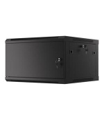 LANBERG Nástěnná jednodílná skříň 19", 6U/600x600 FOR SELF-ASSEMBLY plechové dveře černá (RAL9004)   (v rozloženém stavu