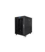 LANBERG Volně stojící skříň 19" 15U/600x800 (v rozloženém stavu) skleněné dveře LCD černá (RAL9004)